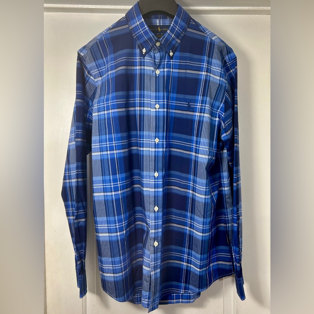 Ralph Lauren Men’s Plaid Shirt – Size L – Classic Fit – 100% Cotton Stretch